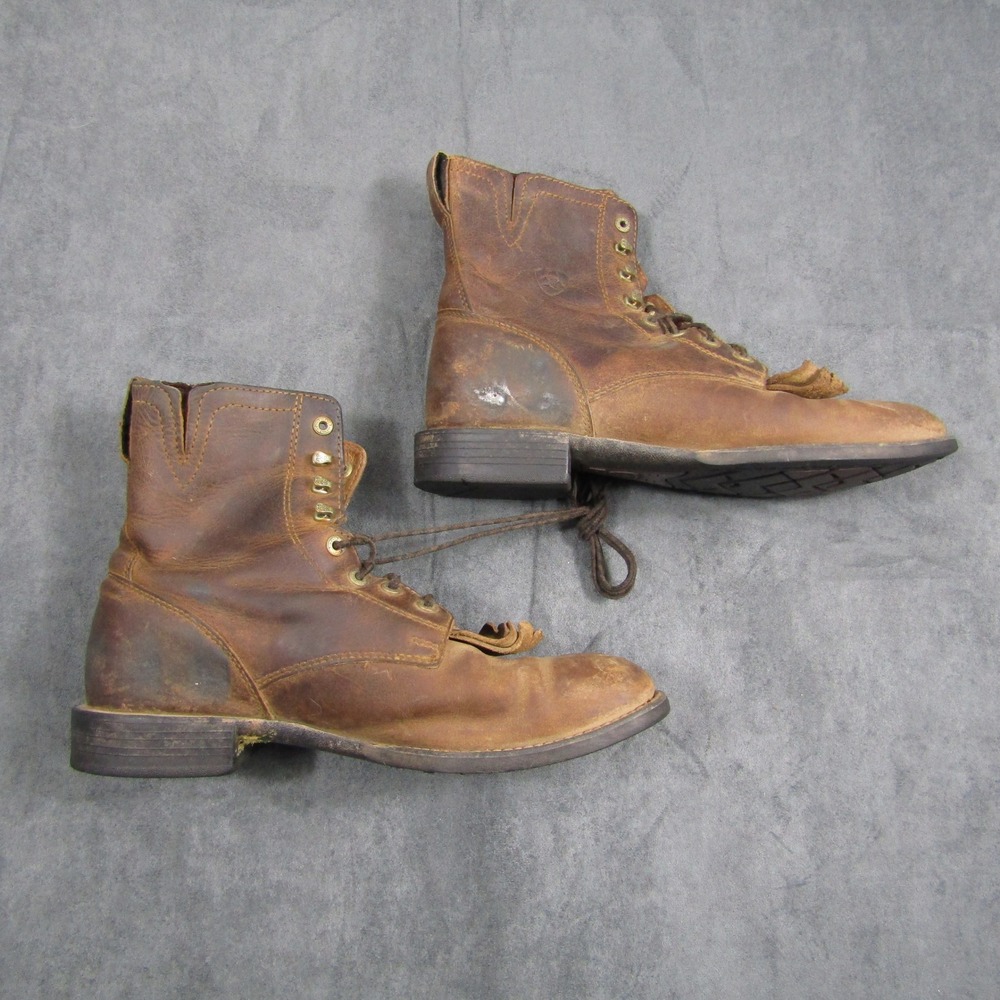 Ariat Heritage Lacer Boots Mens 10B Brown Leather Western Kiltie 10002147